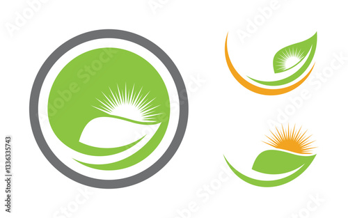 Healthy life tree leaf concept logo design template v.5