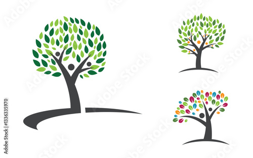 Healthy life tree leaf concept logo design template v.9