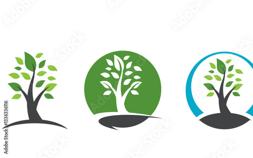 Healthy life tree leaf concept logo design template v.14