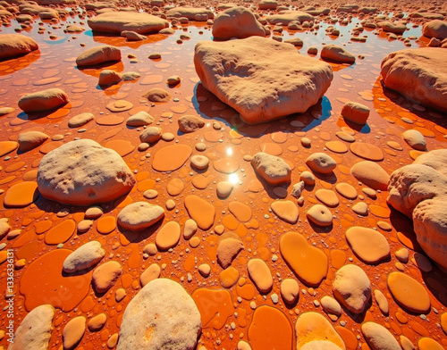Australian gibber desert. Wind-polished stones create a vast natural mosaic, shaping the arid landscape with intricate patterns
