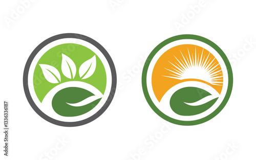 Healthy life tree leaf concept logo design template v.16
