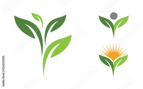 Healthy life tree leaf concept logo design template v.19