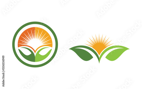 Healthy life tree leaf concept logo design template v.40