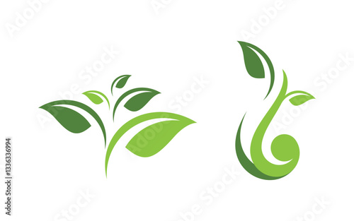 Healthy life tree leaf concept logo design template v.42