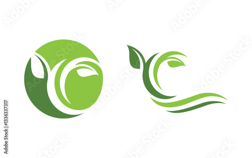 Healthy life tree leaf concept logo design template v.50