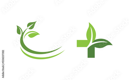 Healthy life tree leaf concept logo design template v.53
