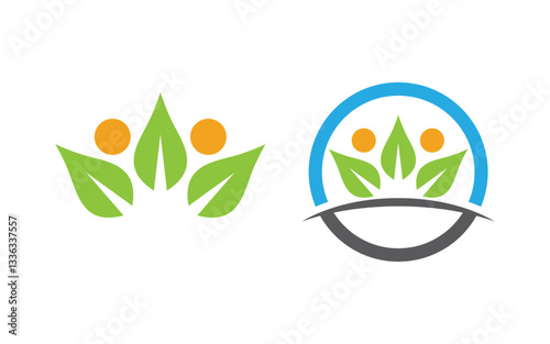 Healthy life tree leaf concept logo design template v.56