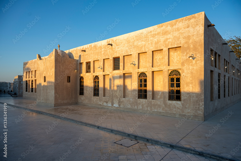 Fototapeta premium Old buildings architecture in the Wakrah souq. Traditional Market.