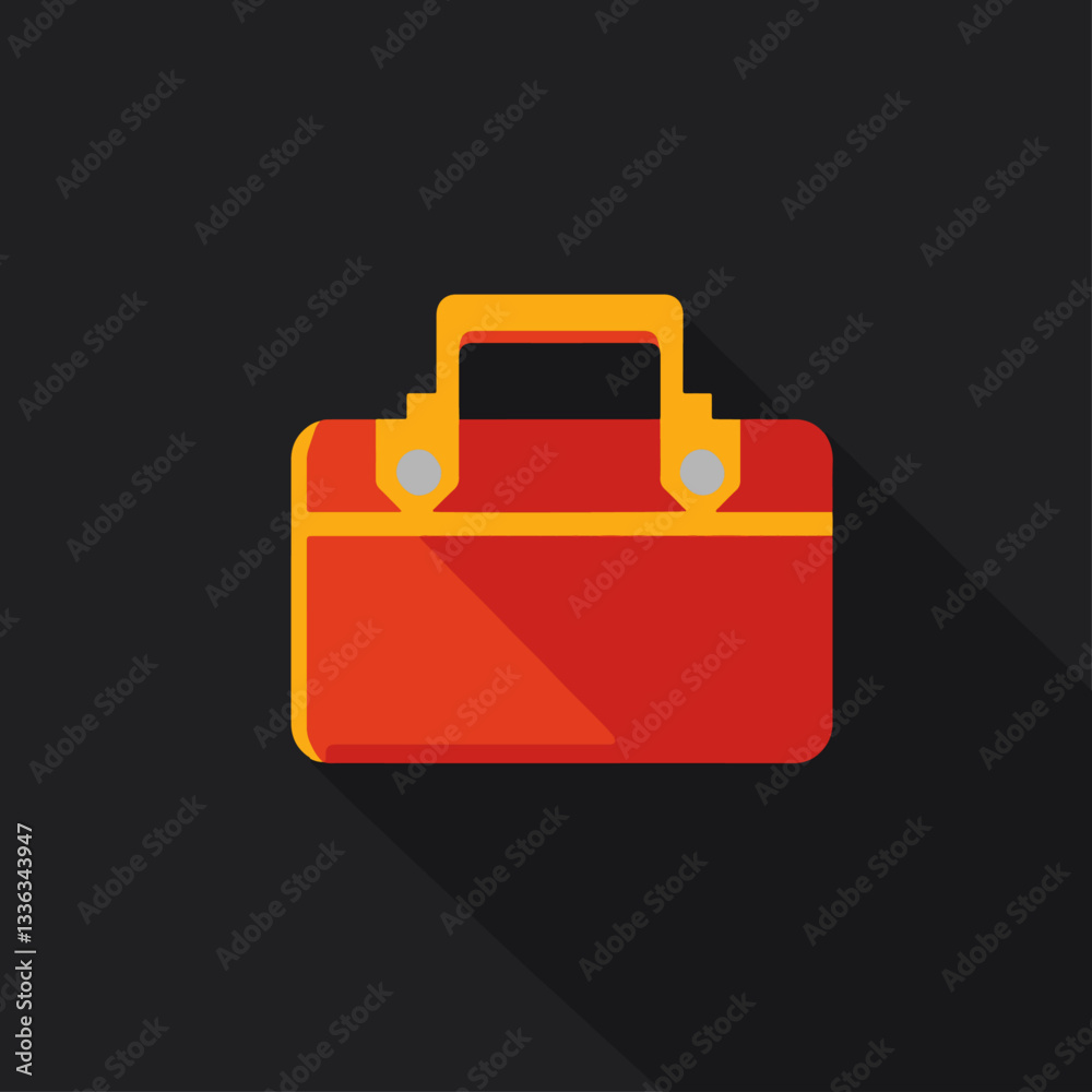 Toolbox icon in flat design with long shadow on dark background Toolbox icon in flat design with long shadow on dark background