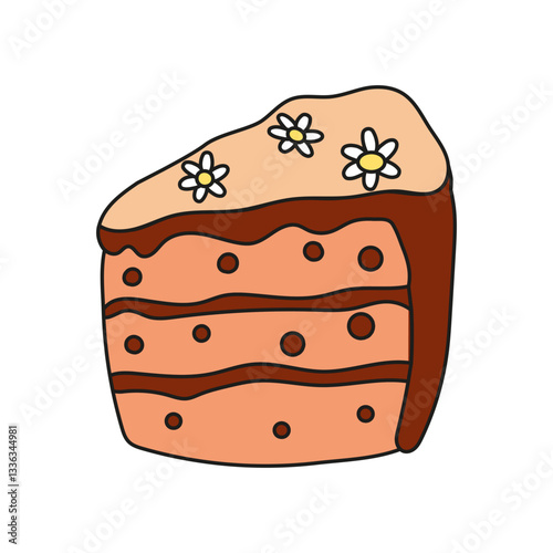 Easter cake piece color icon. Cartoon sweet egg bakery food pictogram