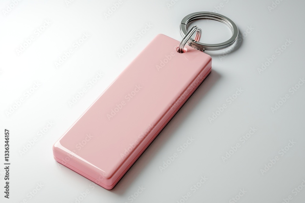 Fototapeta premium Rectangular pink keychain, spacious design ready for your creativity.