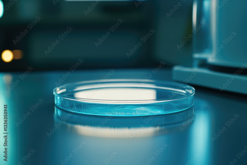 Microscopic Marvel: Close-Up of Petri Dish with Organic Bacteria in a Lab Environment Microscopic Marvel: Close-Up of Petri Dish with Organic Bacteria in a Lab Environment