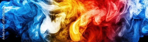Abstract colored smoke or gaseous formations on a black background