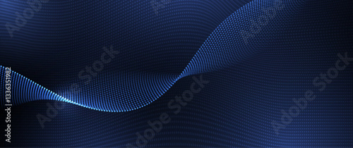 Vector abstract dynamic, wave particle and dot. Illustration technology background with dynamic mesh, flow particles design for banner, wallpaper. Futuristic, digital datum network and science concept