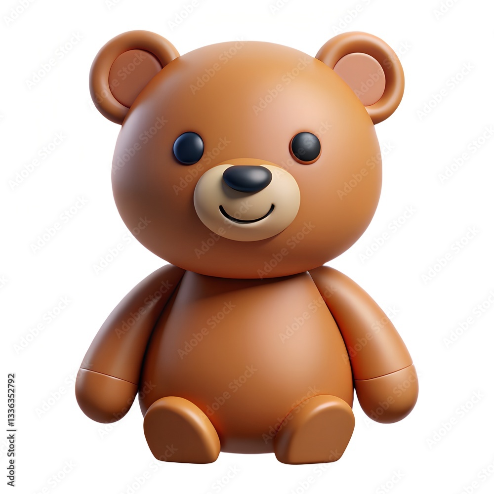 A Cheerful, Chubby Brown Teddy Bear Sitting Sweetly, Radiating Warmth And Innocence Against A Plain White Background A Cheerful, Chubby Brown Teddy Bear Sitting Sweetly, Radiating Warmth And Innocence Against A Plain White Background