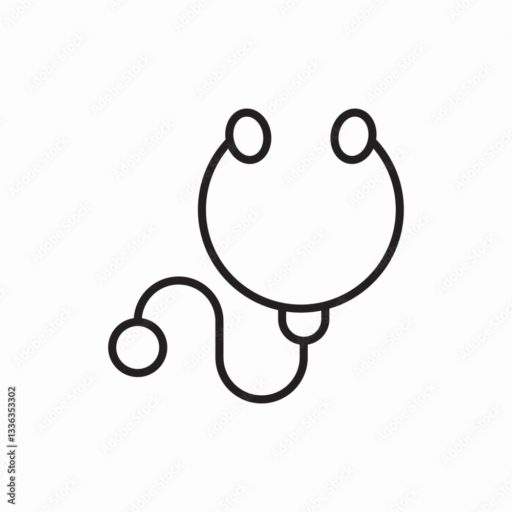 Medical stethoscope examination tool icon vector sign