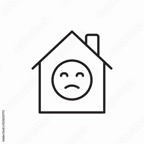 Sad smile home quarantine status icon vector sign