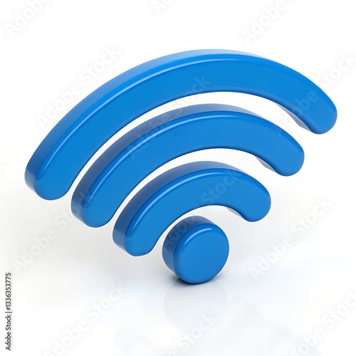A Vibrant Blue Wifi Signal Symbol Representing Global Connectivity And The Digital Ages Boundless Potential, Rendered In Smooth 3d photo
