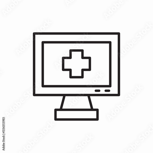 Healthcare monitoring computer system icon vector sign