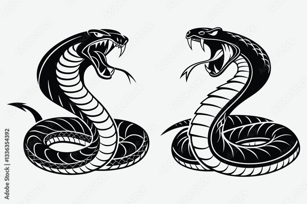 Fototapeta premium Snake image silhouette design vector art and illustration