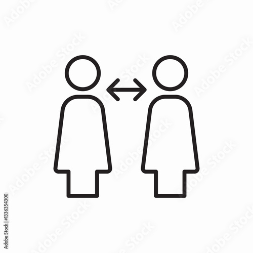 Social distancing healthcare icon vector sign