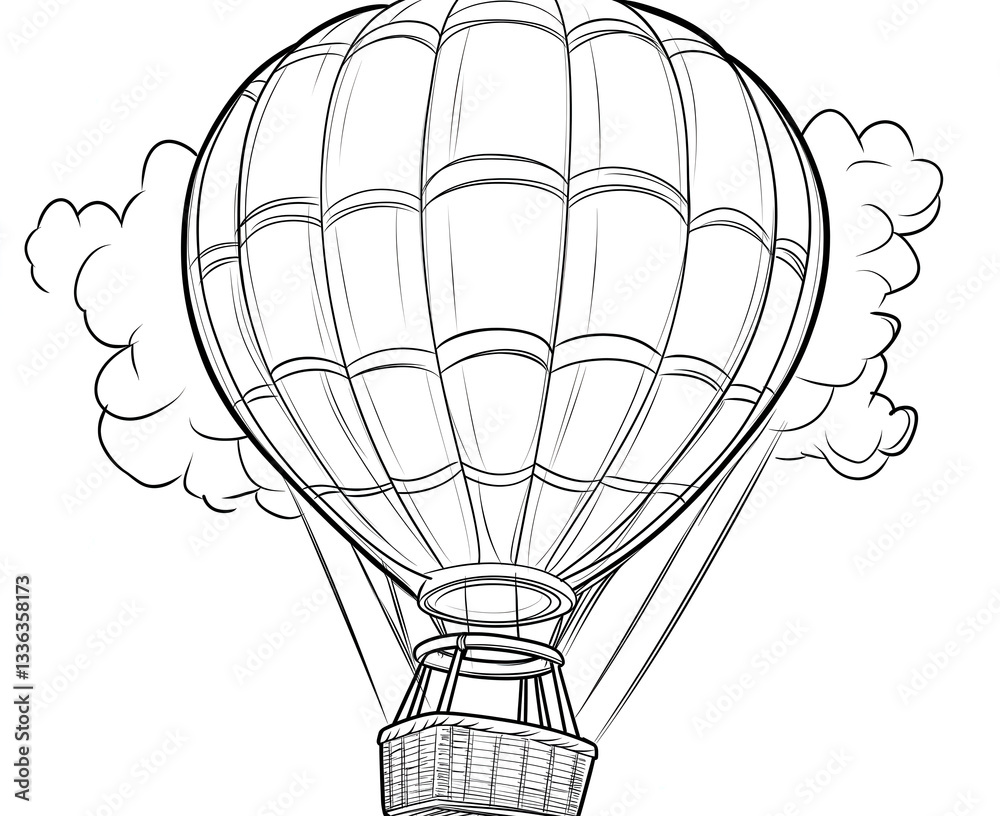 Obraz premium Coloring book for kids, coloring hot air balloon.