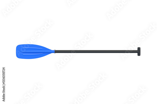One oar isolated on white background. Plastic paddle. Top view. 3d render