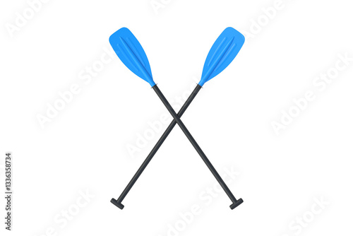 Crossing oars isolated on white background. Plastic paddle. 3d render