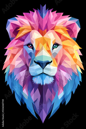 Colorful geometric lion head portrait (1)
