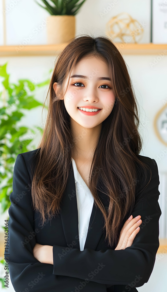 Confident young businesswoman with arms crossed, smiling Confident young businesswoman with arms crossed, smiling