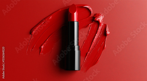 赤い口紅のテクスチャー素材