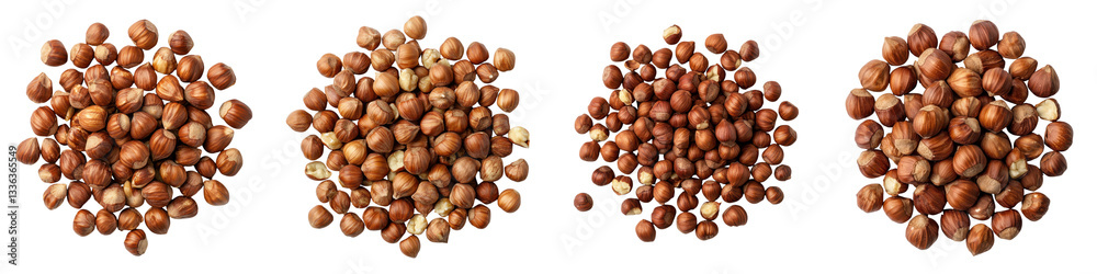 Closeup view of a pile of fresh brown organic hazelnuts in various sizes and arrangements capturing the texture shape and natural beauty of this nutritious and delicious nut category Food Closeup view of a pile of fresh brown organic hazelnuts in various sizes and arrangements capturing the texture shape and natural beauty of this nutritious and delicious nut category Food