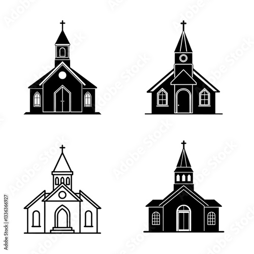 realistic vector church icon. elegant church illustration with steeple. minimalistic detailed church design.