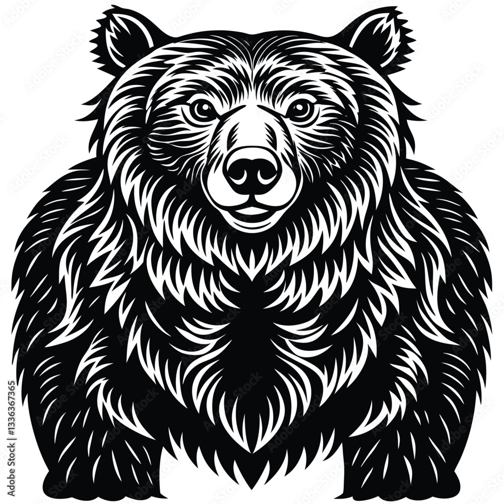 Fototapeta premium Adobe Illustrator ArtwGrizzly bear or polar bear silhouette flat vector icon for animal wildlife apps and websitesork