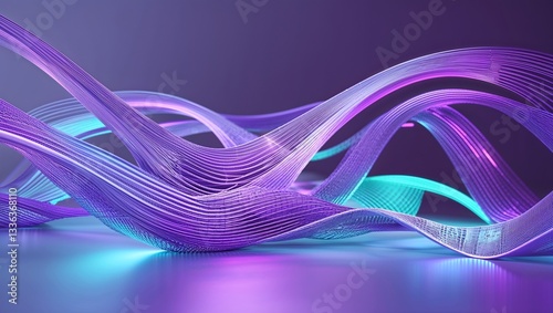 Neon Wave Mesh Sculpture