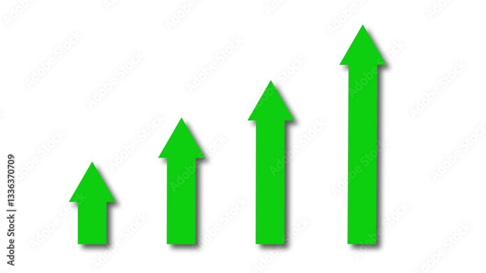 3d Upward Arrows Symbolizing Growth Animation, Four arrows pointing upwards on a white background, symbolizing growth or progress 3d Upward Arrows Symbolizing Growth Animation, Four arrows pointing upwards on a white background, symbolizing growth or progress