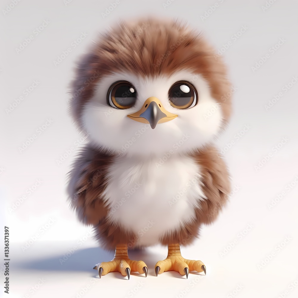 Adorable 3D-rendered baby eagle with big shiny eyes and small wings Adorable 3D-rendered baby eagle with big shiny eyes and small wings