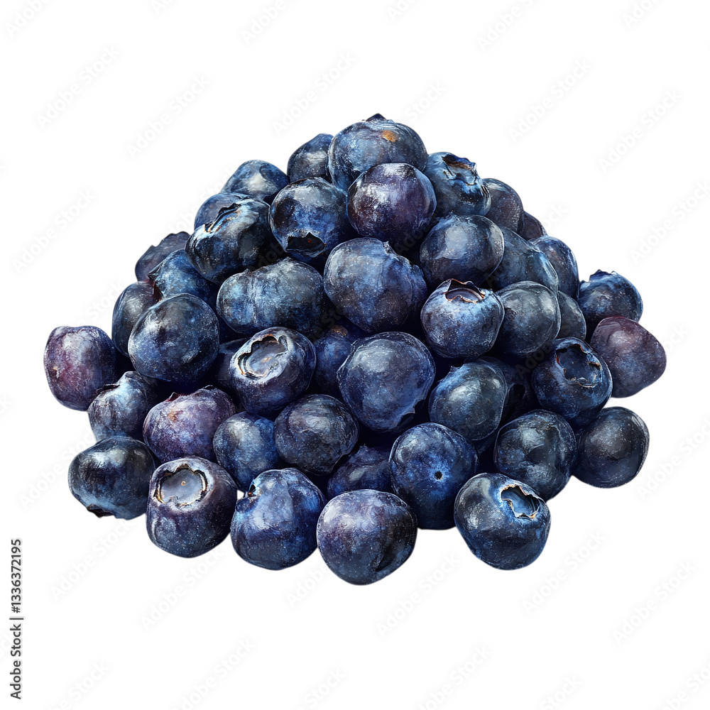 A heap of dried blueberries in deep blue tones, isolated on a white transparent background. A heap of dried blueberries in deep blue tones, isolated on a white transparent background.