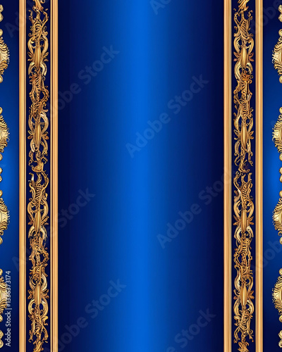 blue background, golden decoration, luxury wallpaper, elegant design, decorative pattern, ornate gold, royal style, vintage decor, classic wallpaper, artistic background, gold embellishment, symmetric
