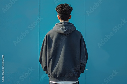 Man in Oversized Hoodie, Back View