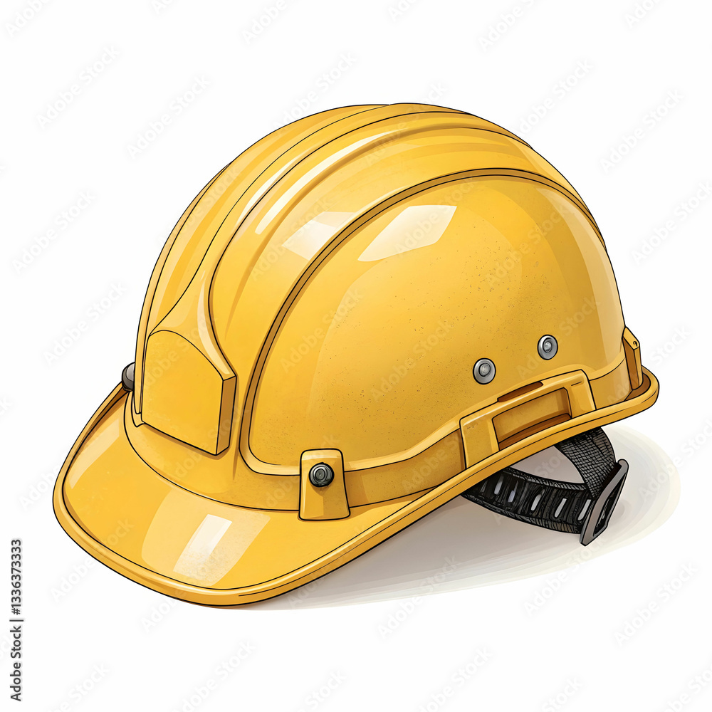 Fototapeta premium yellow safety construction helmet on white background