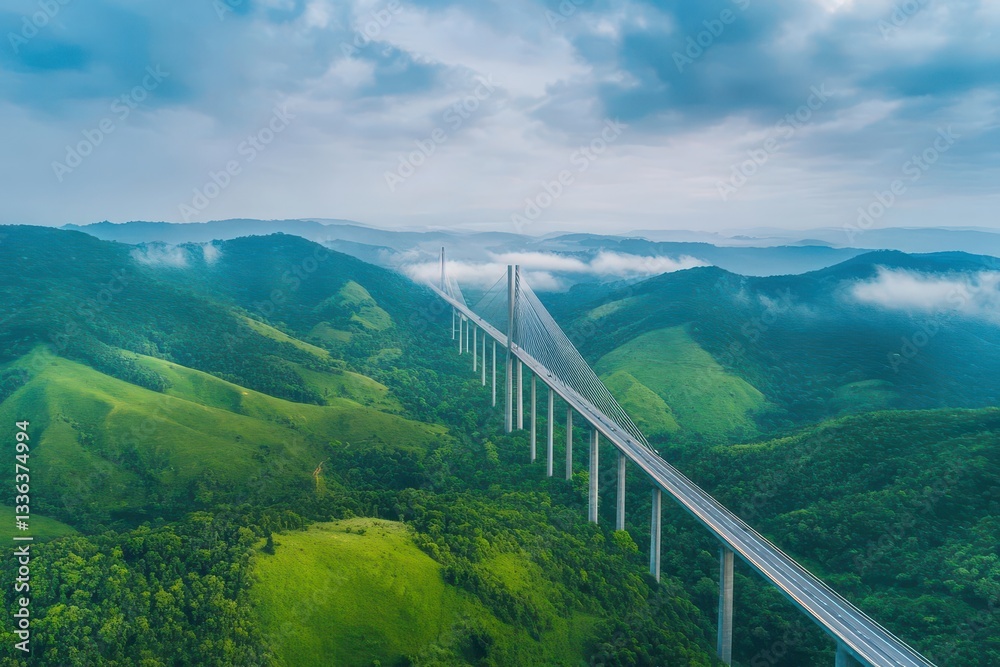 Obraz premium Aerial view of the cablestayed bridge in So Jos dos Campos