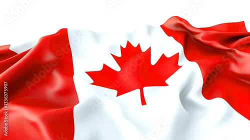 Canadian flag waving beautifully in the wind red white maple leaf 3d wave image pride north clean