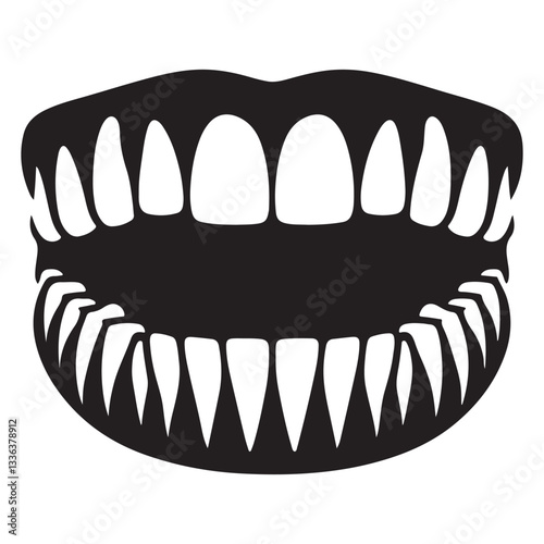 Silhouette of monster jaws vector illustration dangerous teeth graphic