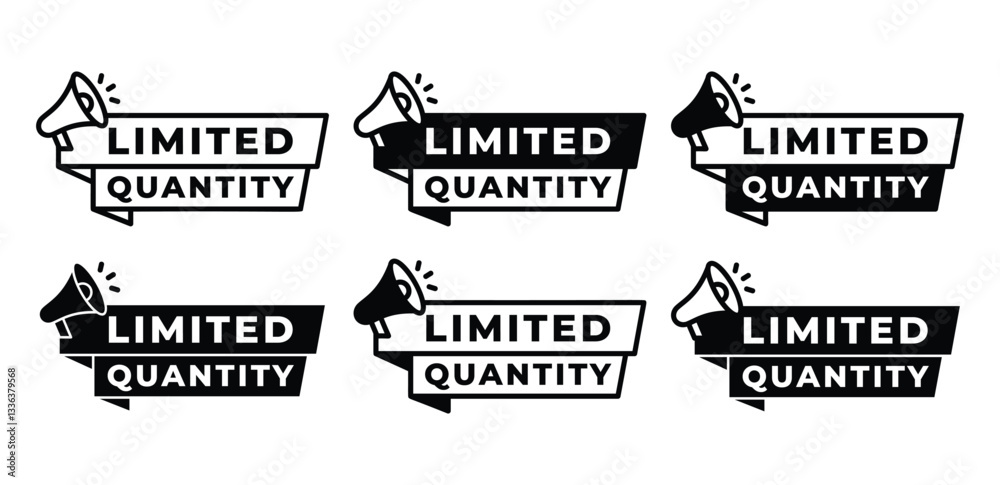 Fototapeta premium Limited Quantity Icons Set Black and White Color Vector Design 