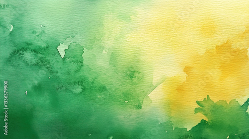 yellow and light green watercolor abstract texture wallpaper isolated on white or transparent background