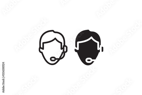 Customer support representative with headset icon Vector