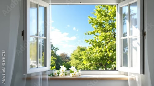 open window with a window