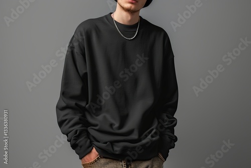 Black Crew Neck Sweatshirt Mockup
