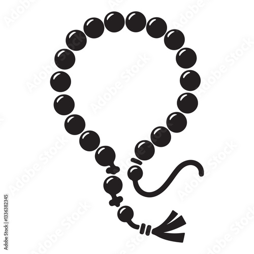 Rosary Beads Silhouette Vector Illustration Religion and Spirituality Image